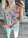 Passionate for Floral Shirred Detail Top
