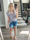 Never Been Better Ruffle Short Sleeve Paisley Floral Knit Top