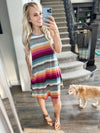 Worlds Apart Sleeveless Multi Colored Stripe Mini Dress