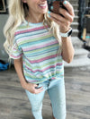 The Best Moment Knit Top in Fuchsia Lime and Navy