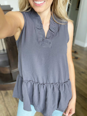 Summer Camp Solid Tank with Ruffles (Multiple Colors)