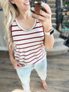 Ahead of the Game Striped Tank Top in Oatmeal and Wine