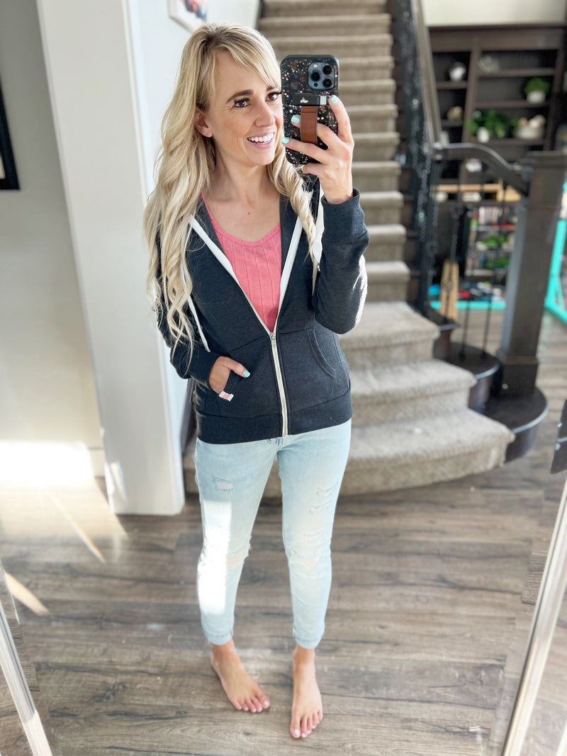 Go Crazy Full Zip Hoodie in Charcoal