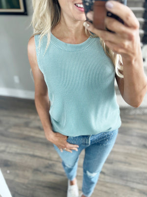 New Woman Tank in Dusty Blue