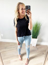 Meet Me in the Middle Ribbed Short Sleeve in Black