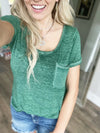 **Deal of the Day** No Fool Washed Melange Burnout Scoop V-Neck Top (Multiple Colors)