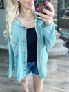 Adventures Oversized Button Shacket in Blue