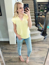 Back Home Lace V-Neck Blouse in Light Yellow