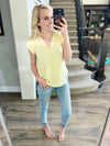 Back Home Lace V-Neck Blouse in Light Yellow