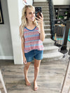 Showstopper V-Neck Tank Chevron Tank in Red, White, & Blue