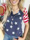 4th of July Parade Flag Themed Top with Button Front
