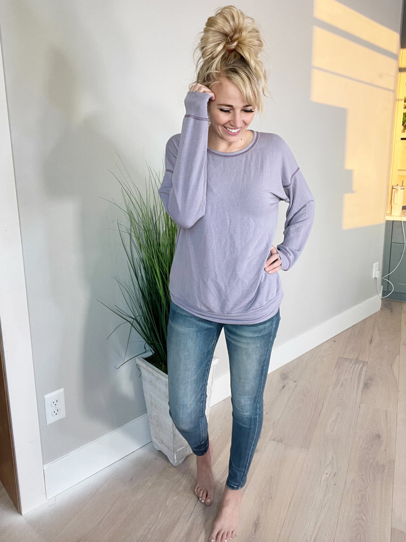 Fall Into Me Pullover in Dusty Lavender