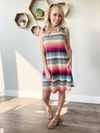 Worlds Apart Sleeveless Multi Colored Stripe Mini Dress