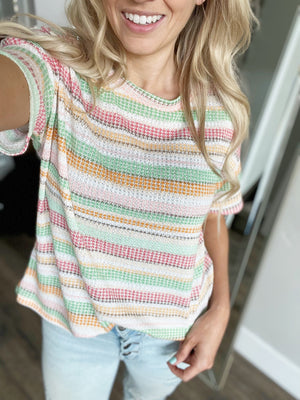 The Best Moment Knit Top in Orange, Green and Coral