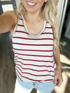 Ahead of the Game Striped Tank Top in Oatmeal and Wine