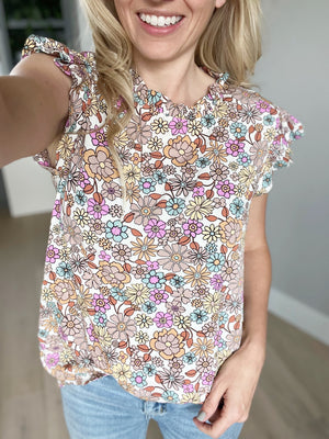 Open Your Eyes Floral Top in Toffee