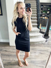 Casually Chic Hooded Short Sleeve Dress in Black