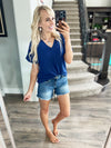 Disappearing Act V-Neck Short Sleeve Blouse (Multiple Colors)