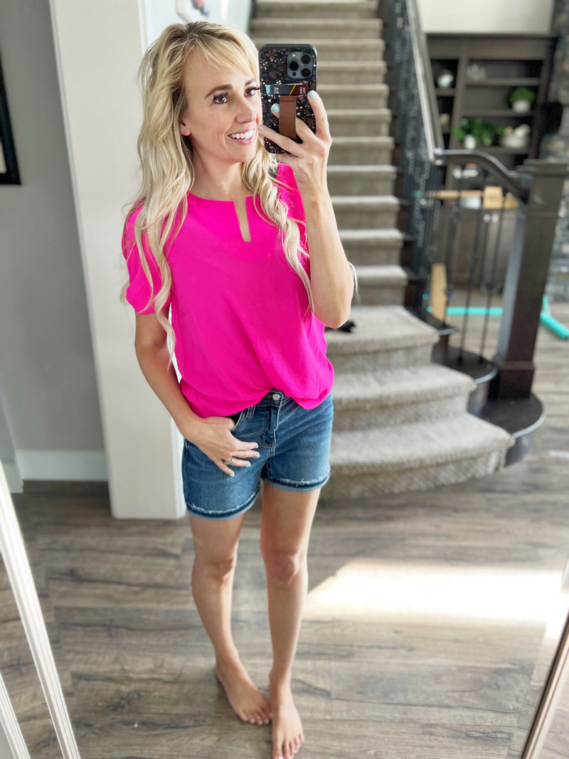Hello Darling Blouse in Hot Pink