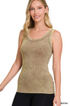 **Deal Of The Day** Goodnight Washed Ribbed Scoop Neck Tank (Multiple Colors)