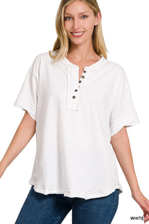 The Beginning Buttoned Short Sleeve Top (Multiple Colors)