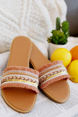 Don't Quit Tassle Sandals in Dusty Pink (SALE)