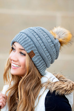 More Than A Feeling CC Classic Fur Pom Beanie (Multiple Colors)