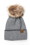 CC Solid Accent Cuff Fur Pom Beanie (Multiple Colors)
