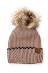 CC Solid Accent Cuff Fur Pom Beanie (Multiple Colors)