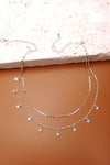 Delicate Double Layer Star Necklace in Silver