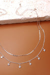 Delicate Double Layer Star Necklace in Silver