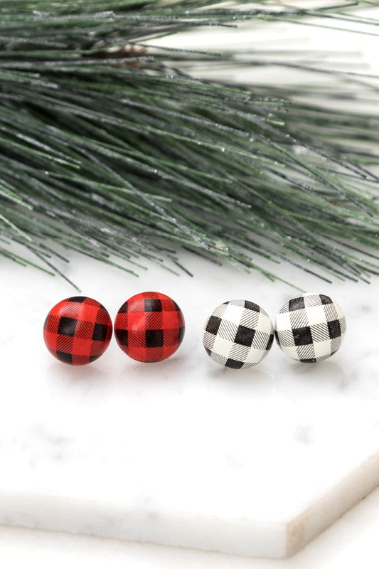 Buffalo Plaid Stud Earrings