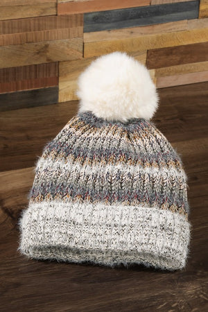Who Knew Shimmery Striped Multicolored Beanie