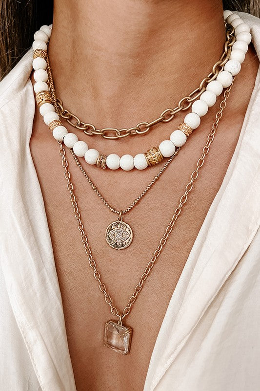 Just What I Needed Gold And Ivory Layered Necklace