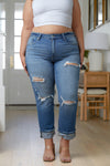 Artemis High Rise Distressed Straight Jeans