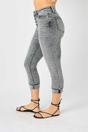 Judy Blue Button Fly High Rise Cuffed Capris