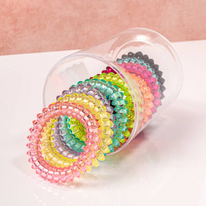 BRIGHT TRANSLUCENT COIL HAIR TIE SET