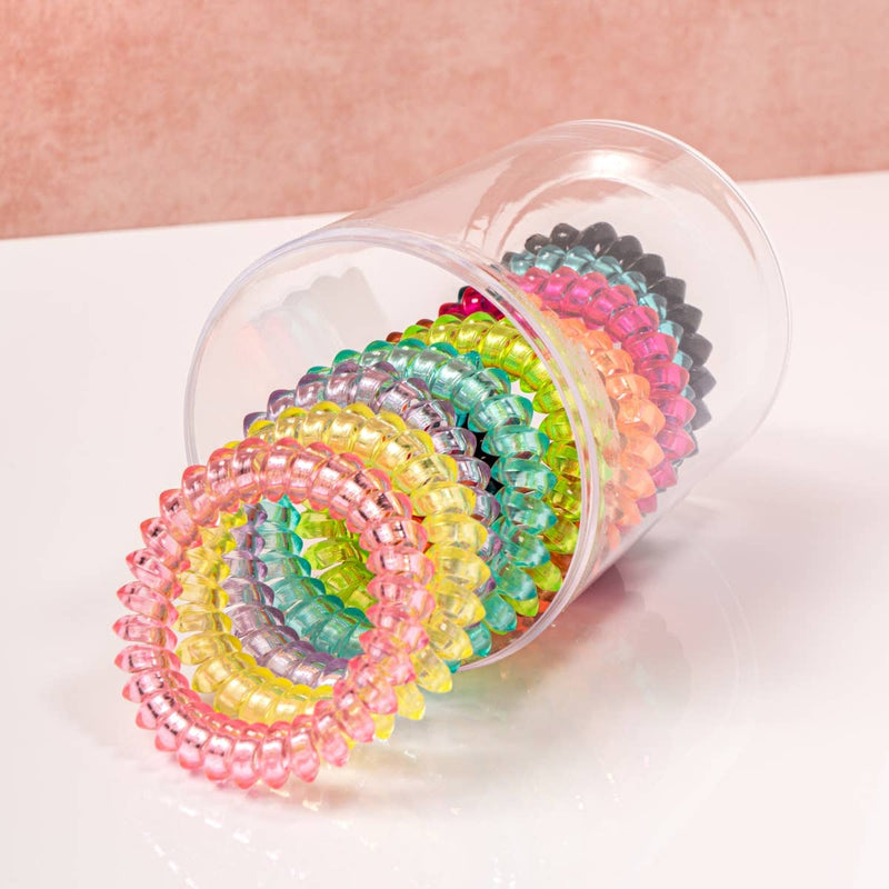 BRIGHT TRANSLUCENT COIL HAIR TIE SET