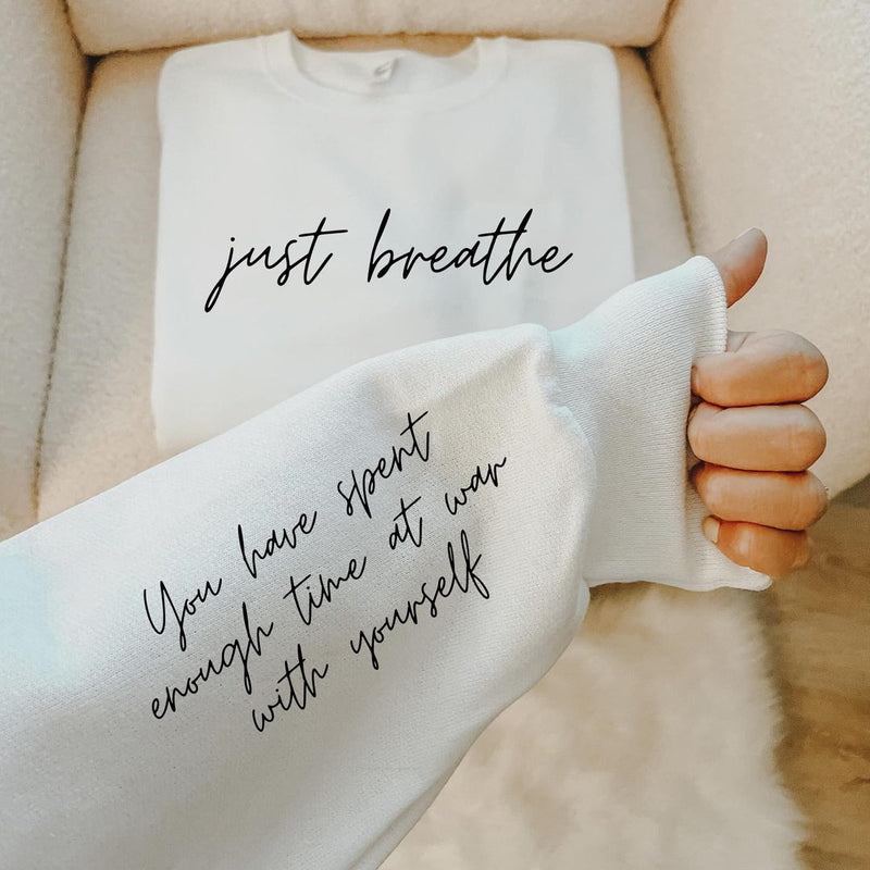 Just Breathe With Sleeve Accent Sweatshirt