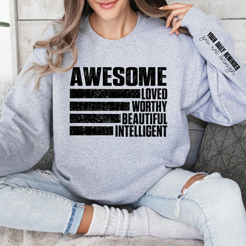 Awesome With Sleeve Accent  Sweatshirt
