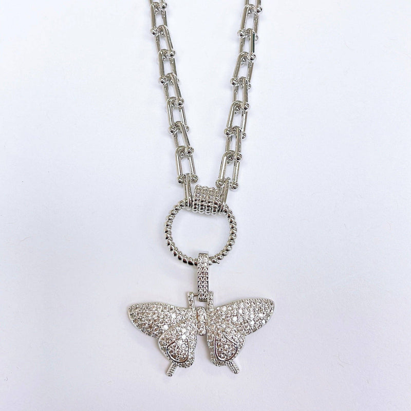 Treasure Jewels Butterfly Necklace in Silver