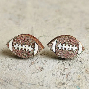 Sports Painted Wood Stud Earrings