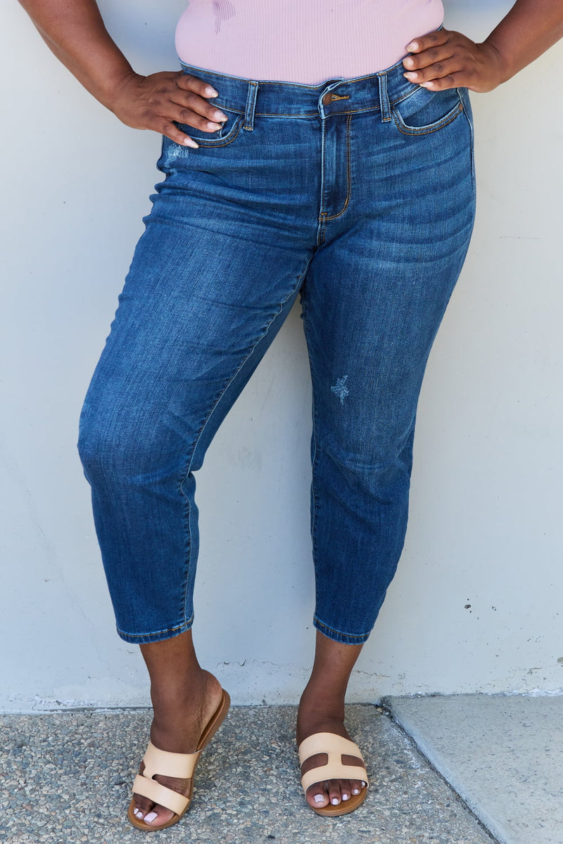 Judy Blue Mid Rise Cropped Jeans