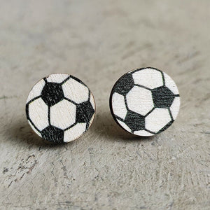 Sports Painted Wood Stud Earrings