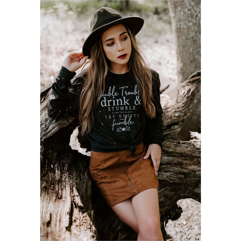 Double Trouble Bleached Dark Charcoal LS