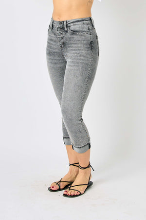 Judy Blue Button Fly High Rise Cuffed Capris