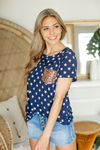 Worries Stay Small Star Top with Sequin Pocket