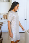 Alexandria Short Sleeve Sequin Dress In Taupe