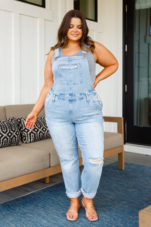 Judy Blue Distressed Straight Leg Overalls