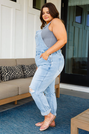 Judy Blue Distressed Straight Leg Overalls